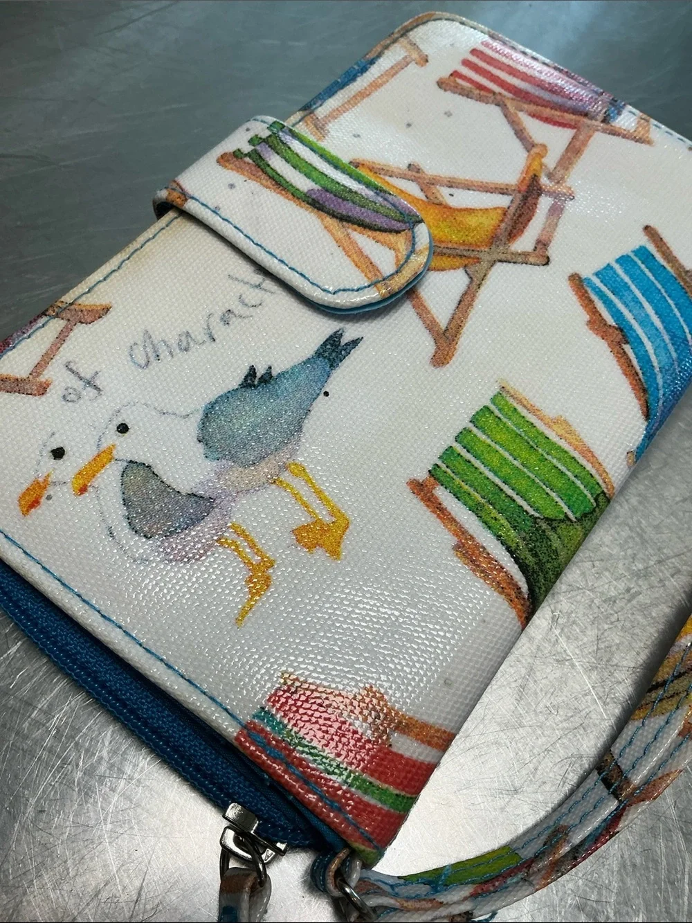 Kelly & Katie Oil Cloth seaside motif wallet/ wristlet.